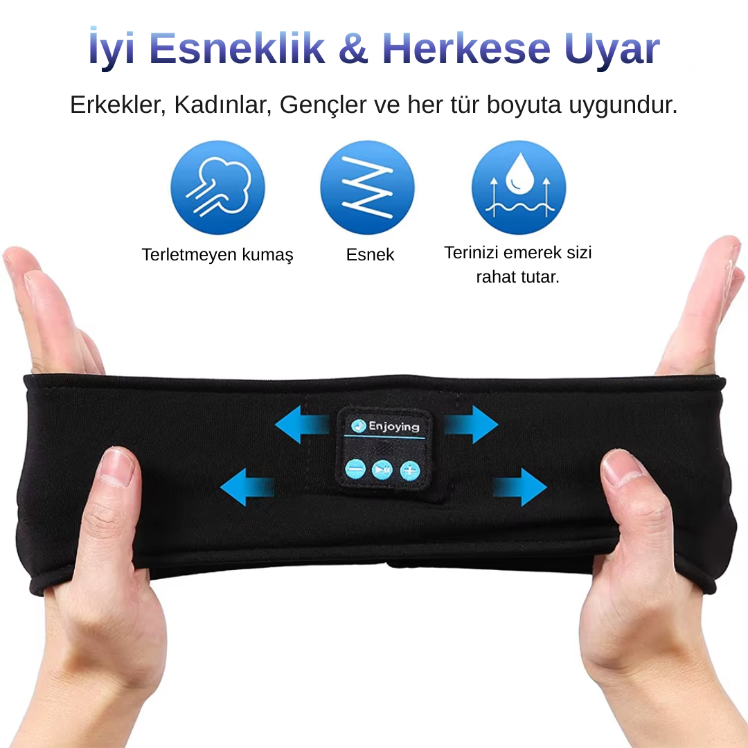 Rahat Elastik Kafa Bandı ve 10 Saatlik Müzik Çalma Özelliğine Sahip Bluetooth 5.0 Uyku Göz Maskesi